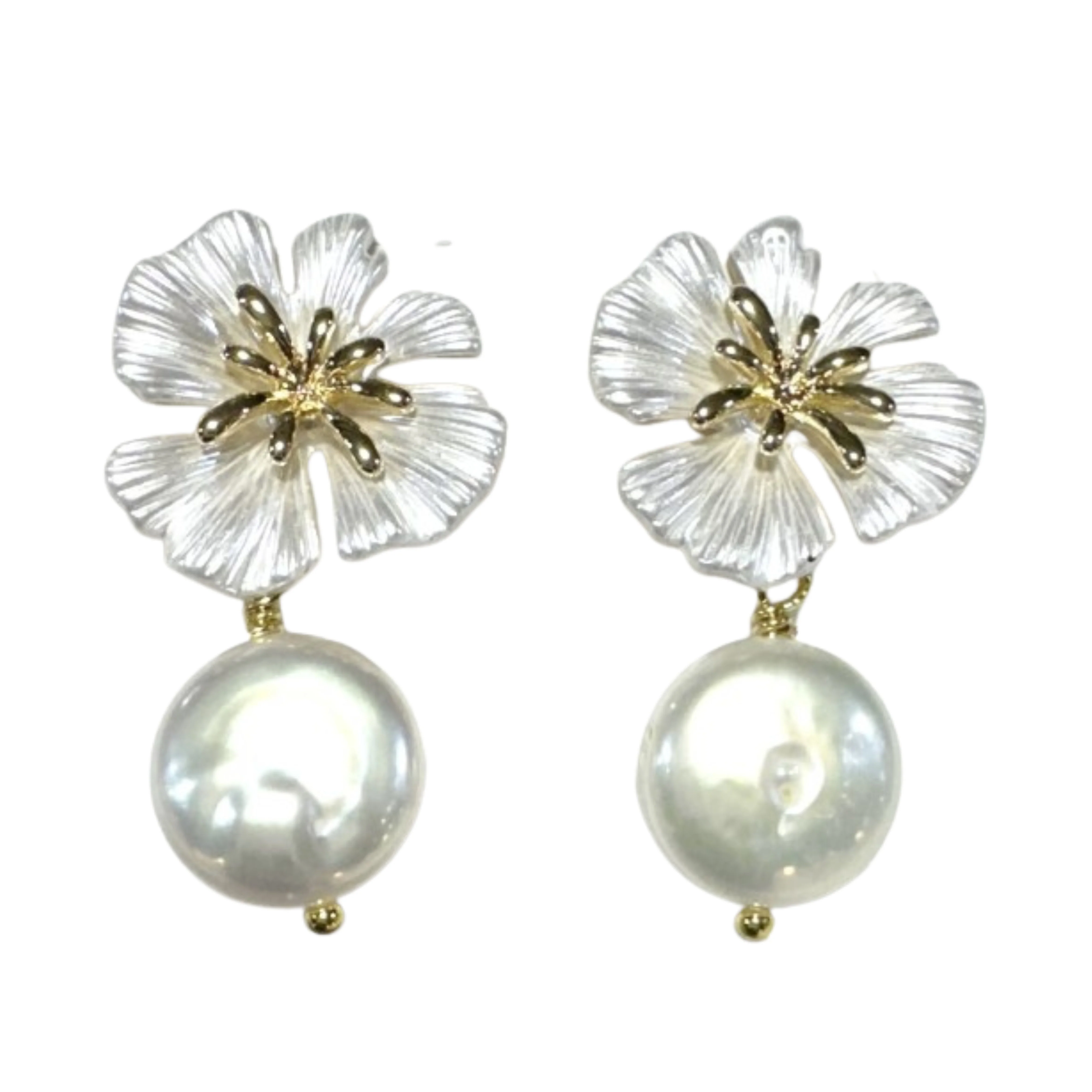 White Burst Coin Earring