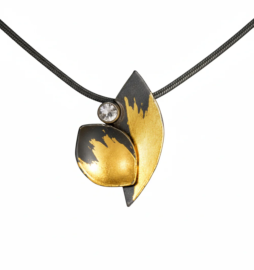 White Sapphire Leaf Necklace