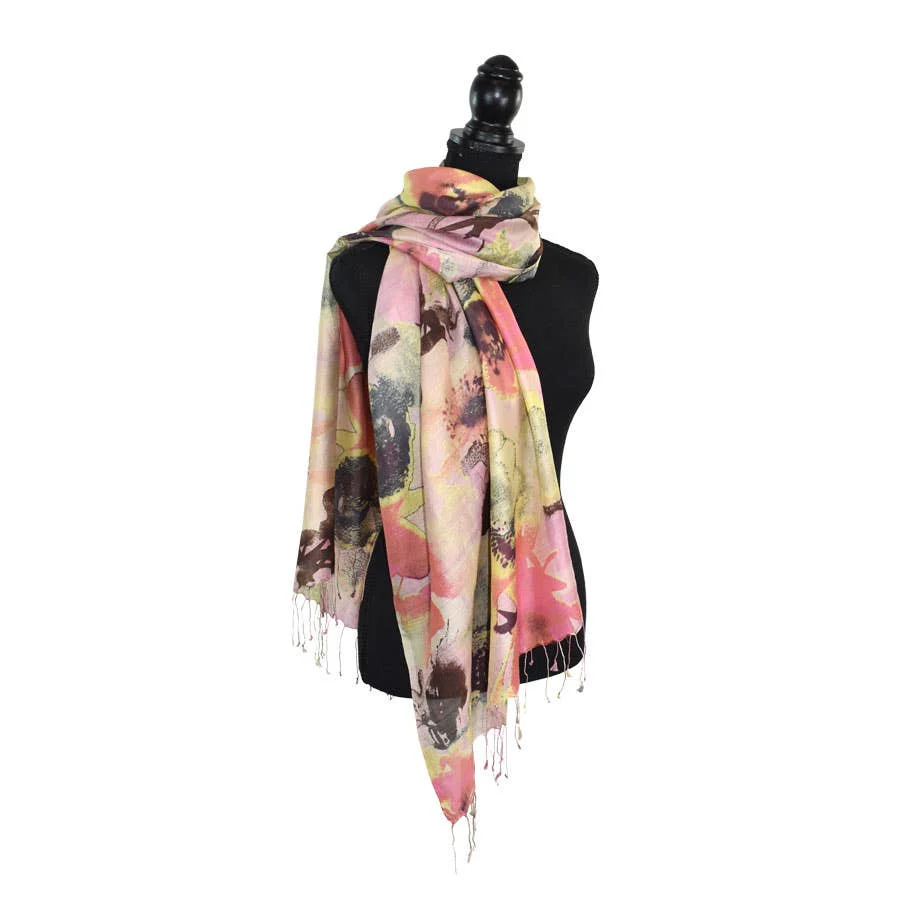 Yelena Handmade Abstract Floral Silk Scarf - Image 2